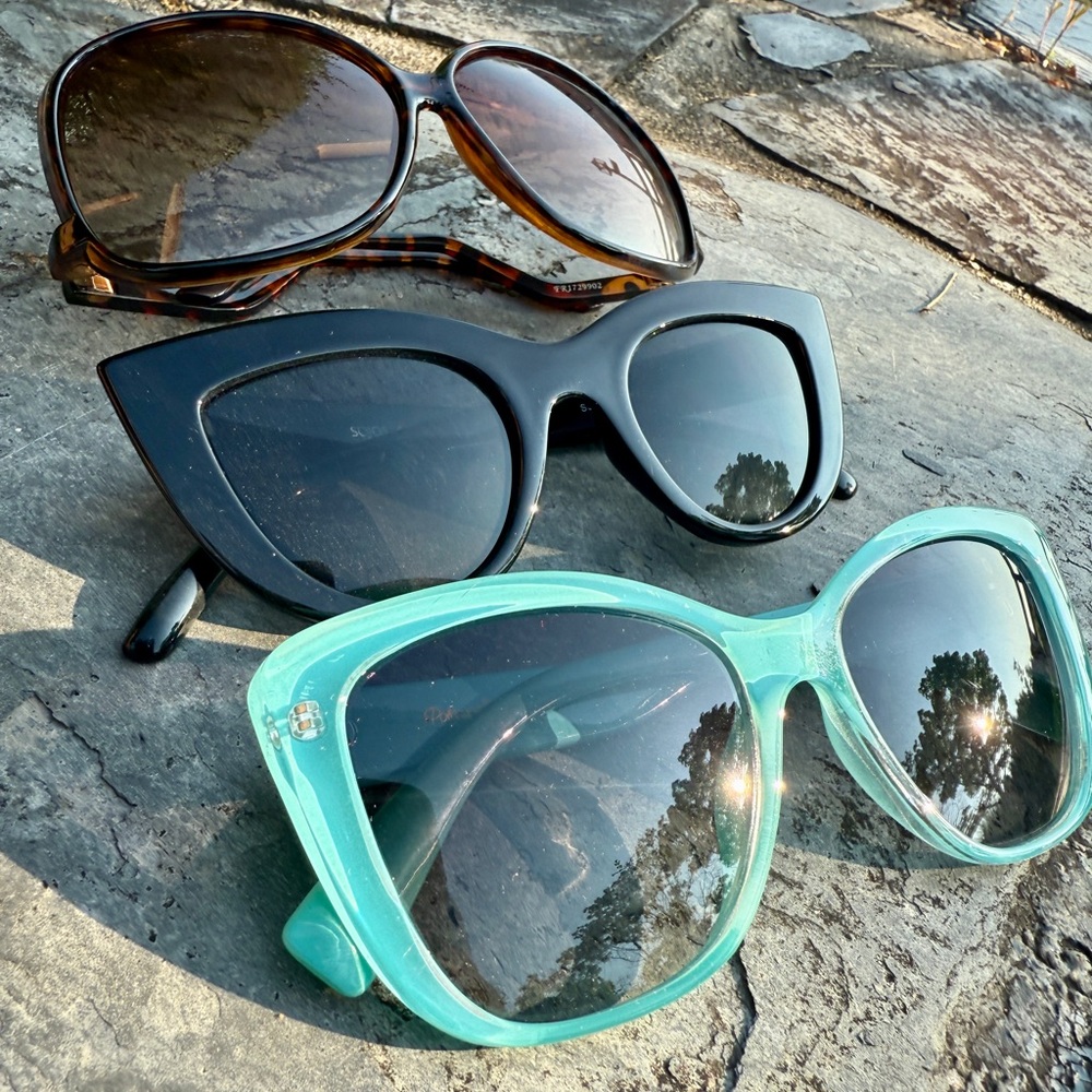 Stylish Women's Sunglasses Set - Black, Tortoise, and Teal